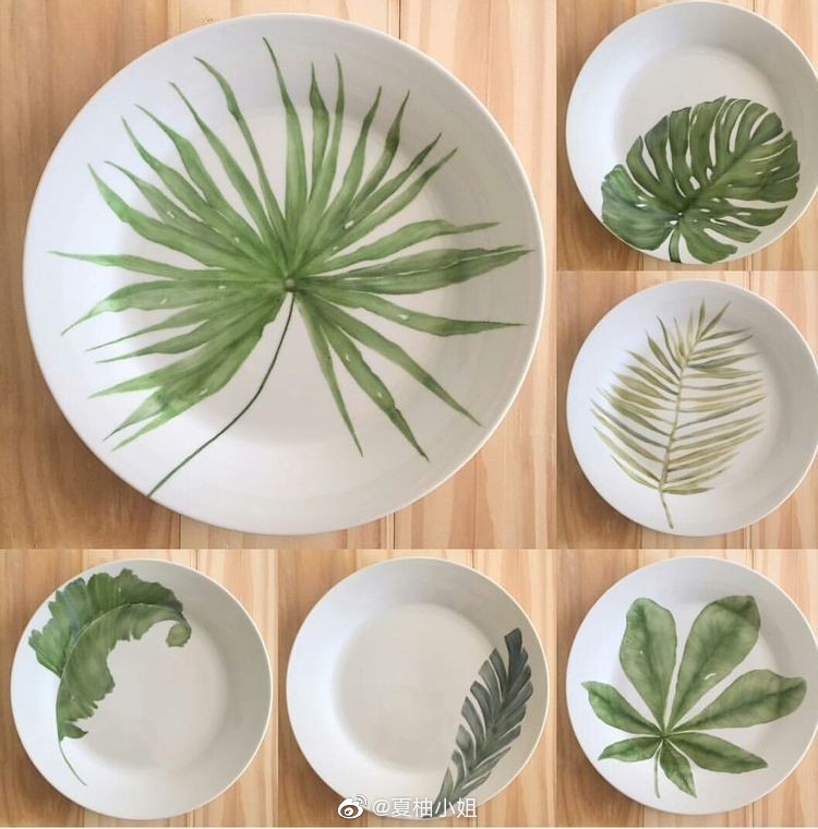 清新治愈的瓷盘画