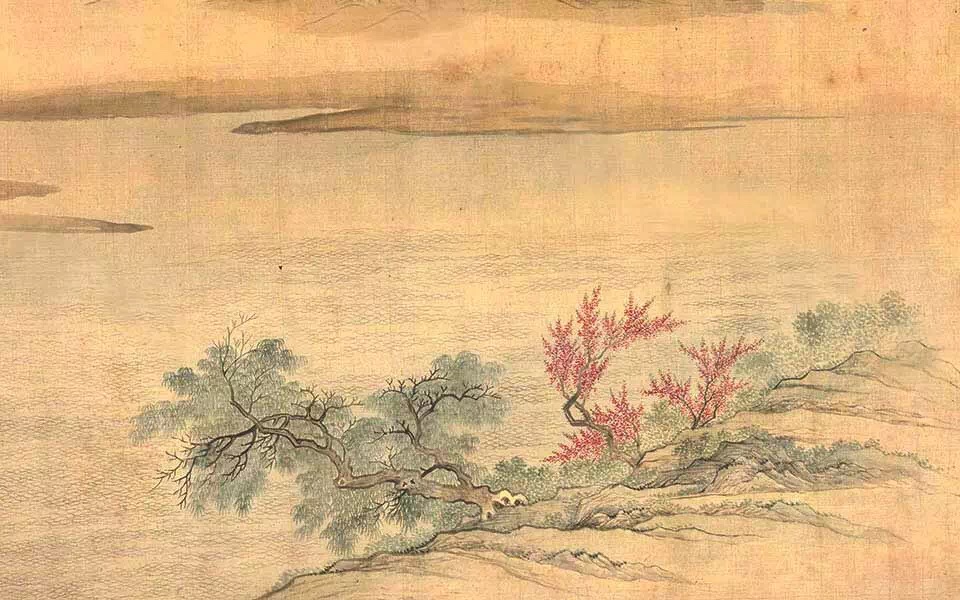 赏古画春游曲0202唐王涯万树江边杏新开一夜风满园深浅色