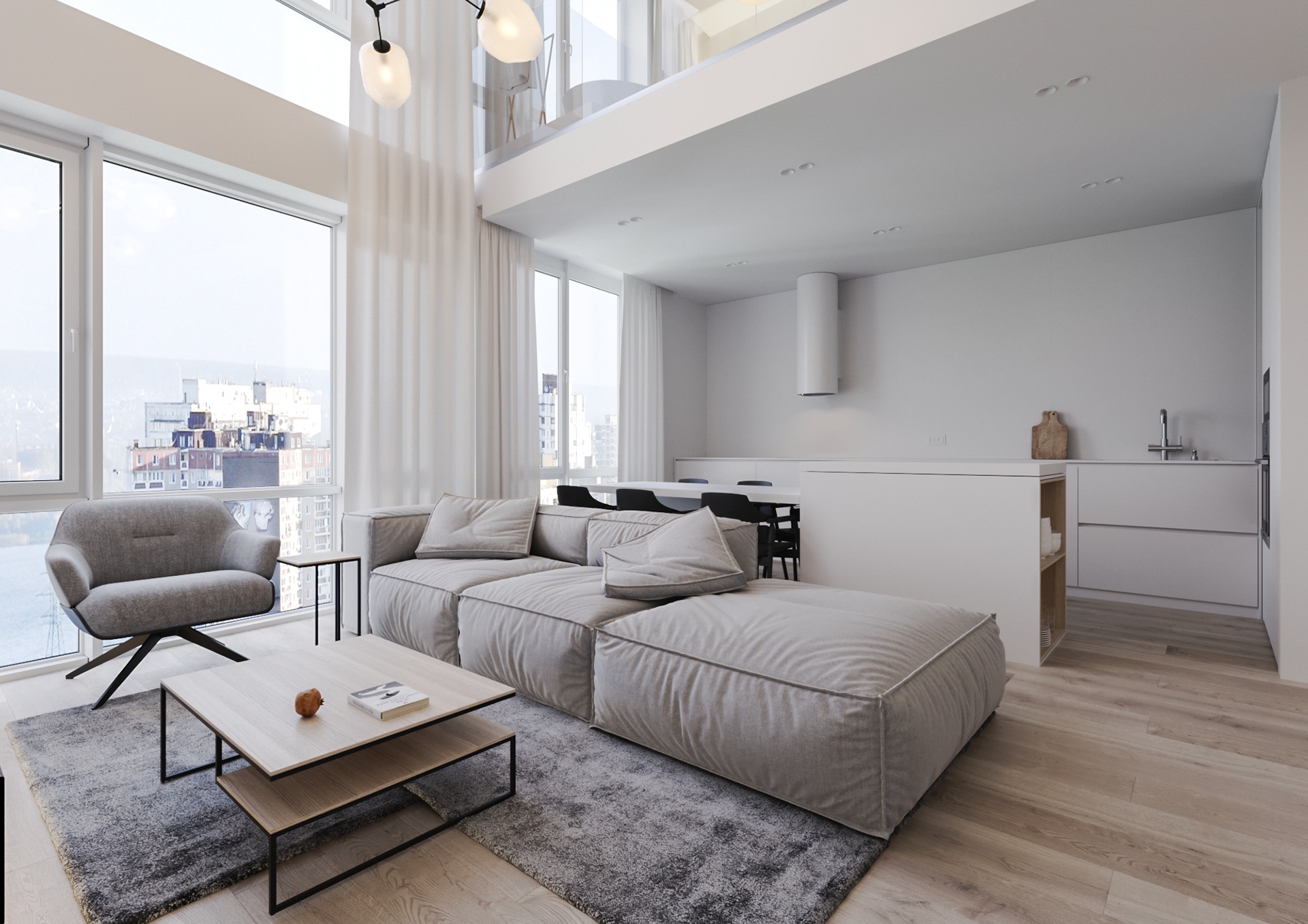 国外大气浅色复式公寓汕头室内设计/汕头设计师/汕头装修_高清图集_新