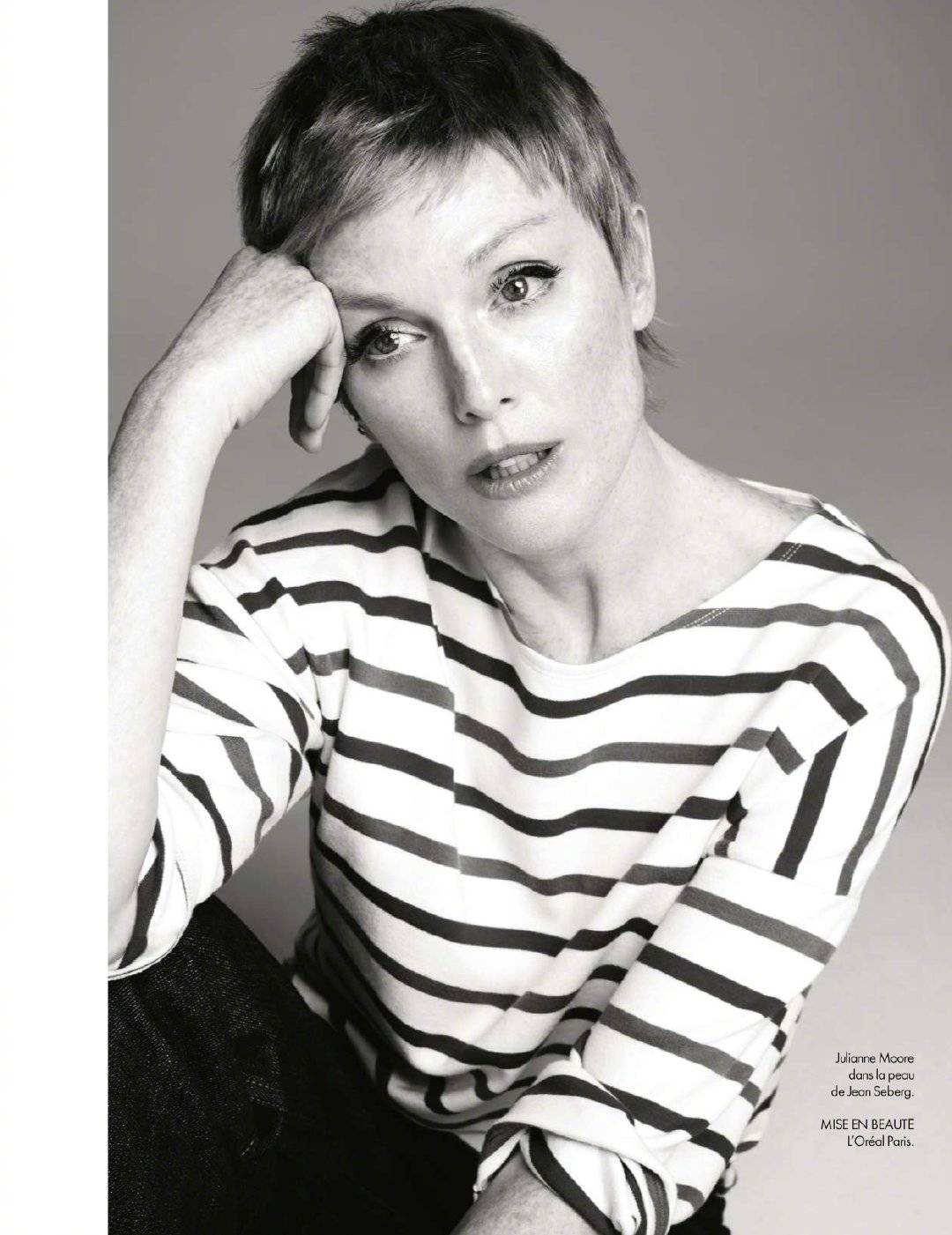 朱利安·摩尔的最新法版"elle"大片,风情万种随意美.