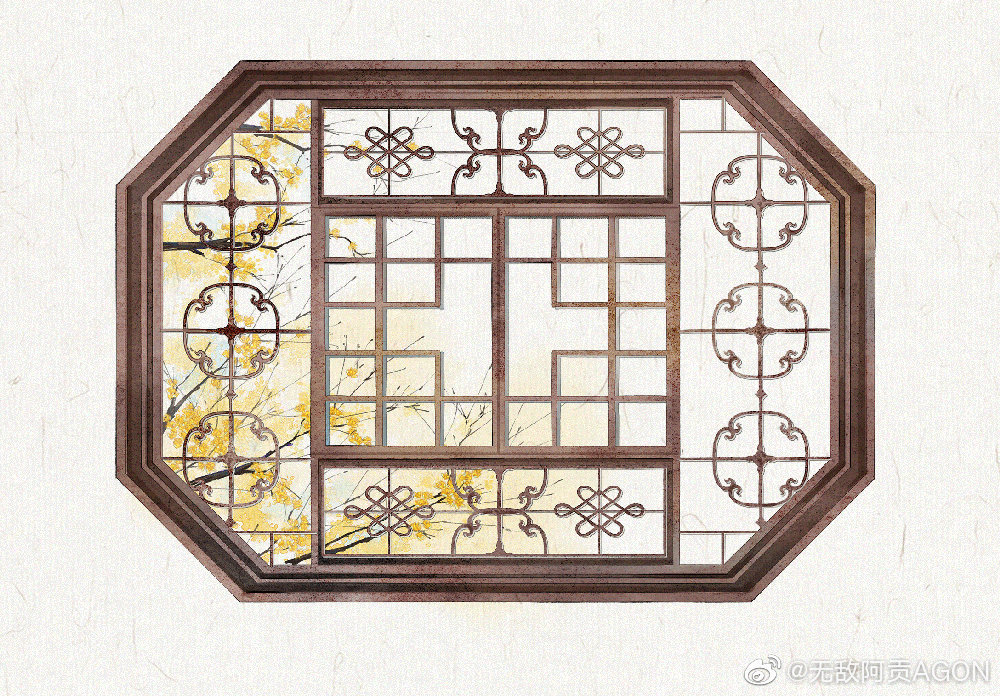 唯美的古风窗户插画,真的好看极了!图|@无敌阿贡agon