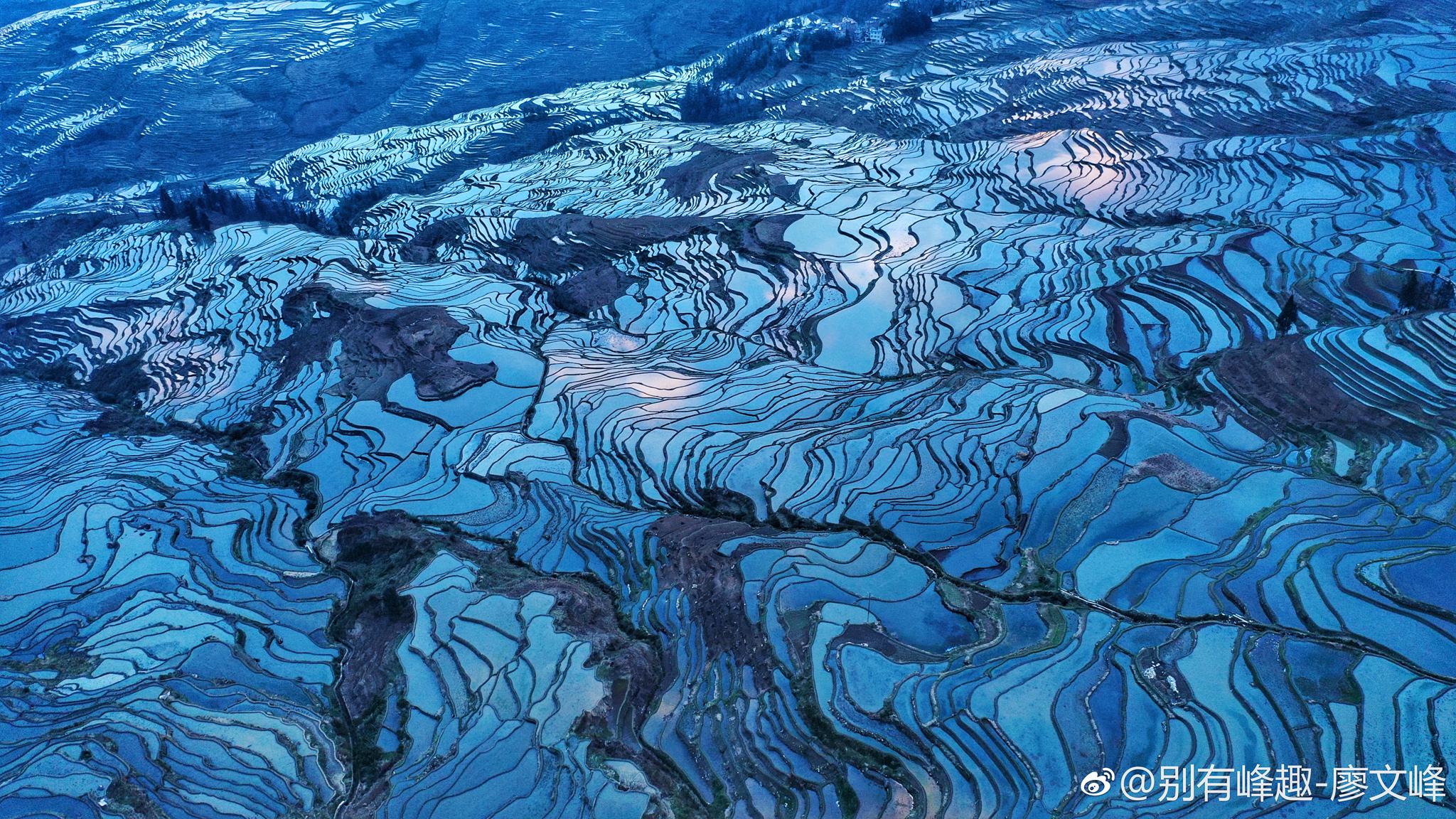 今晨云南元阳梯田航拍 @新浪旅游