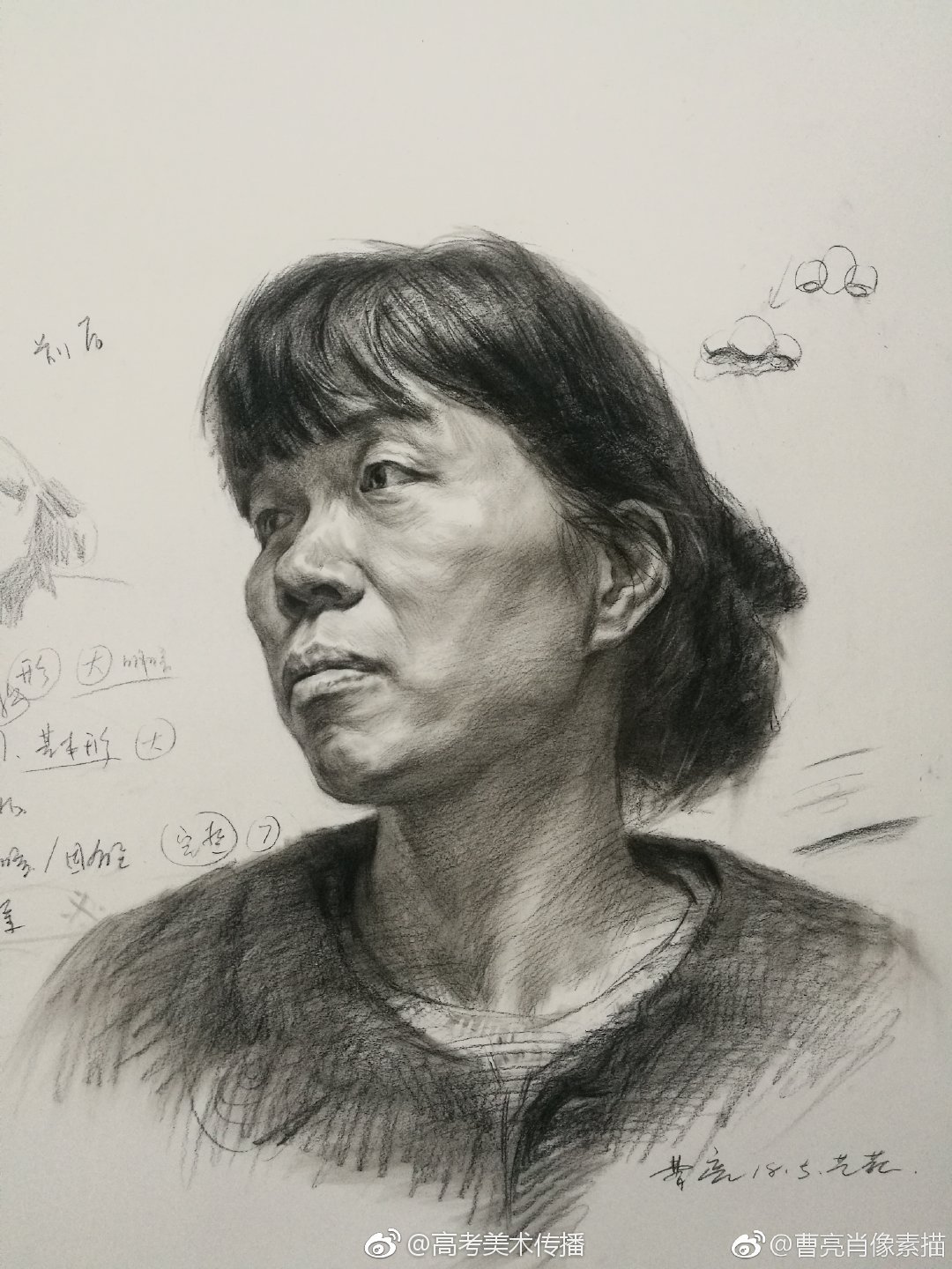 联考高分高分素描头像课件。 作者:@曹亮肖像素描|素描|高分|曹亮|课件|肖像_新浪新闻