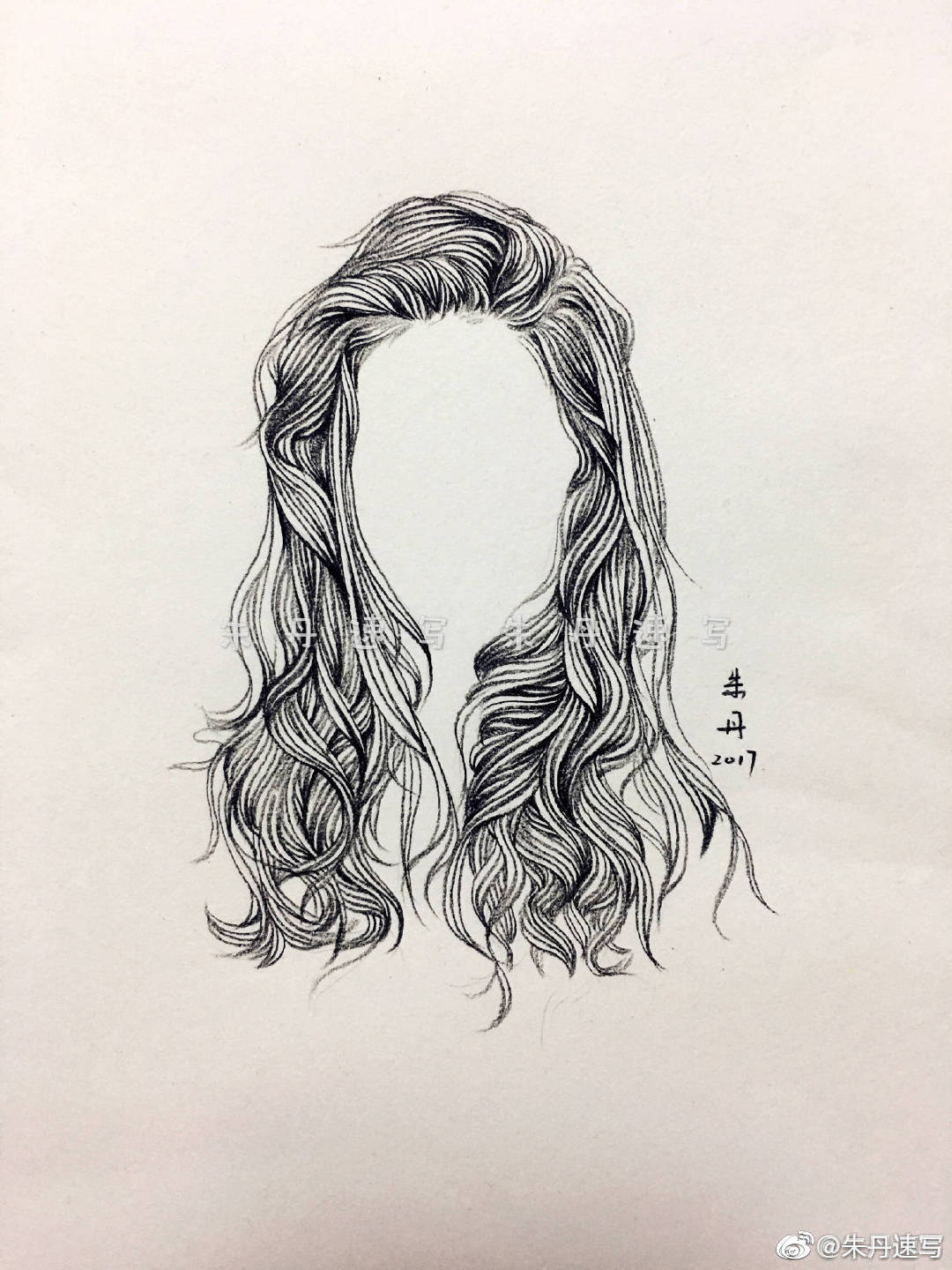 线描的人物速写唯美发型手绘