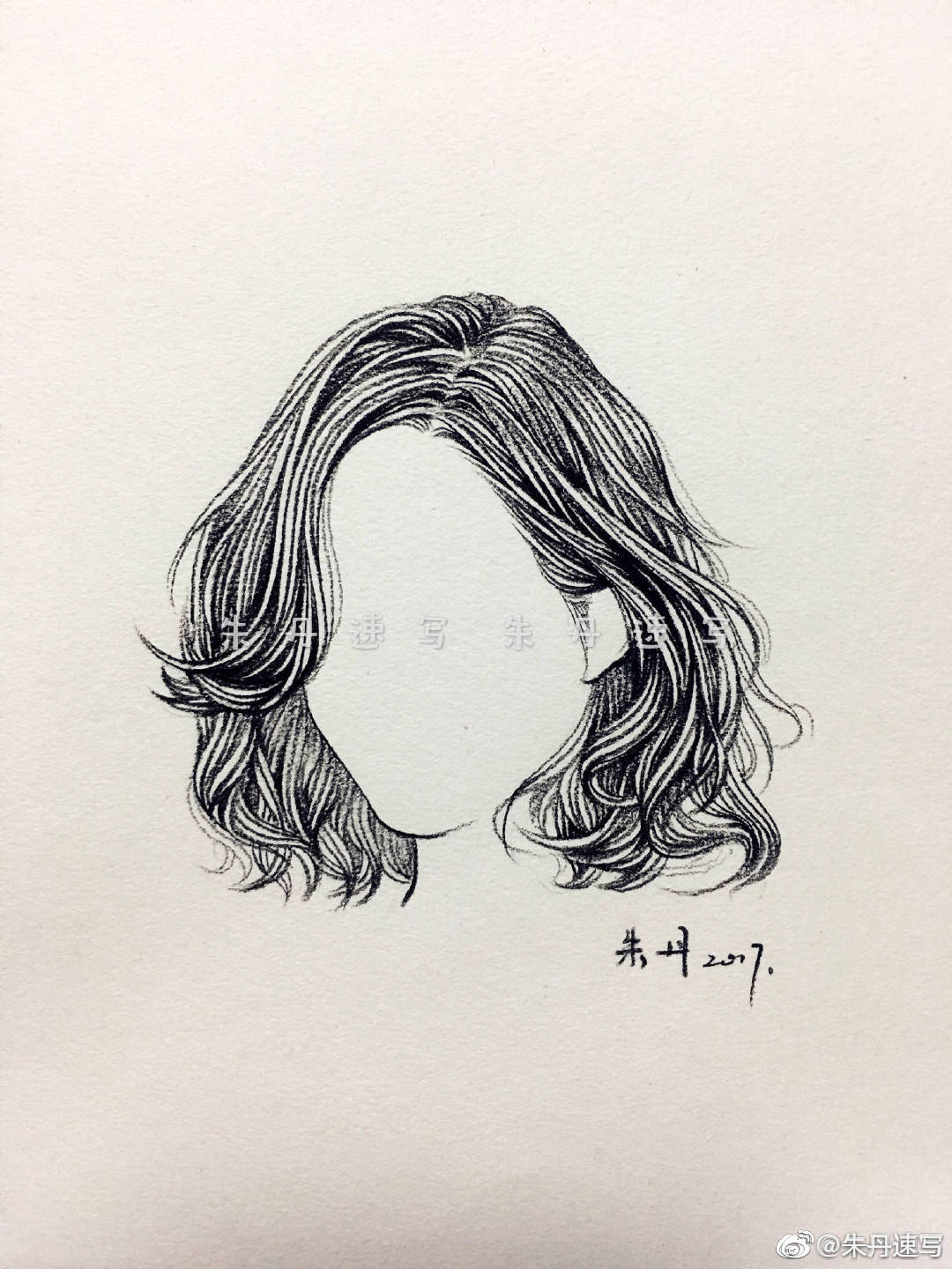 线描的人物速写唯美发型手绘