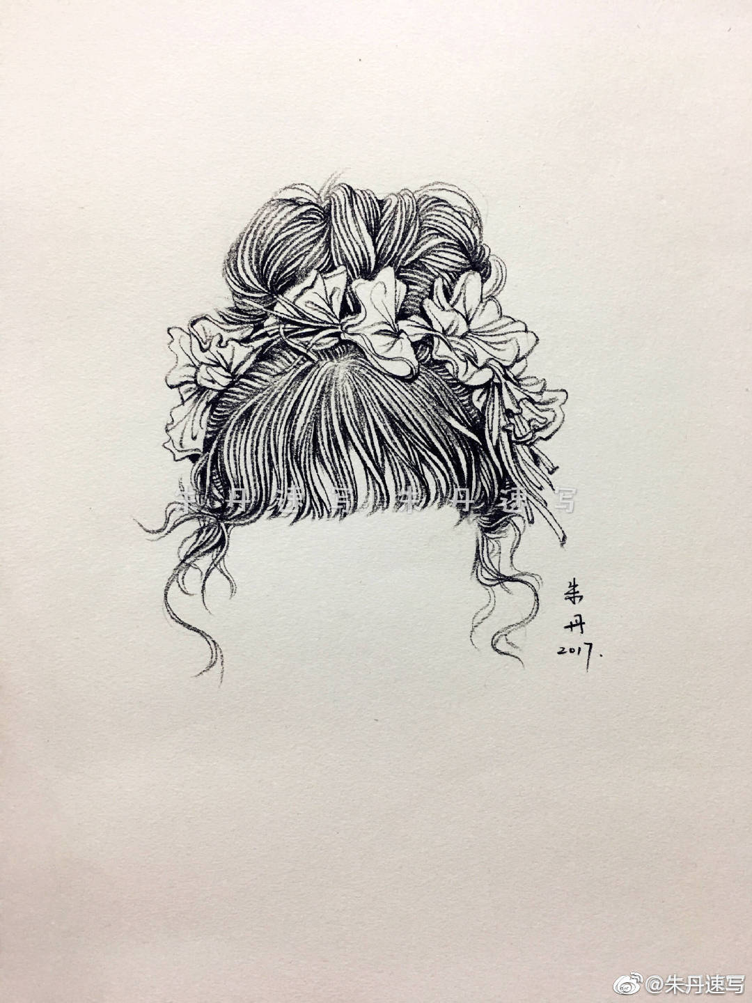 线描的人物速写唯美发型手绘