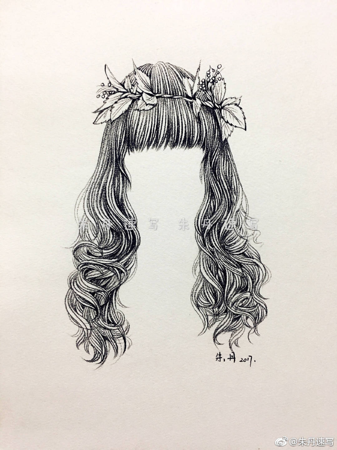 线描的人物速写唯美发型手绘