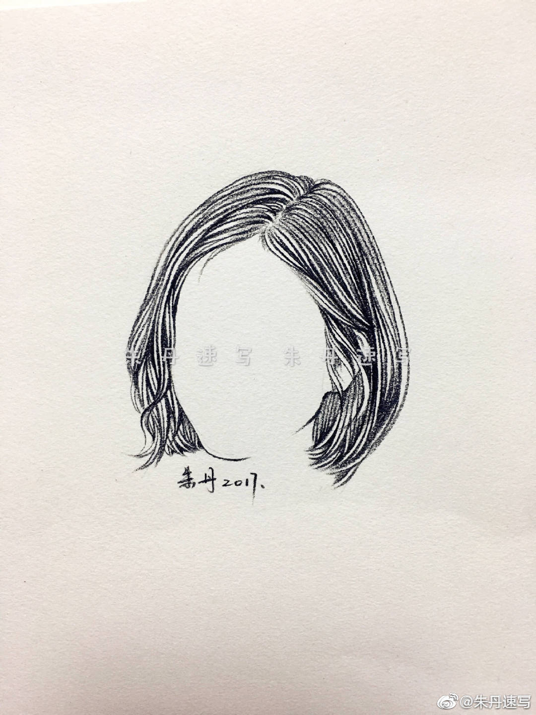 线描的人物速写唯美发型手绘