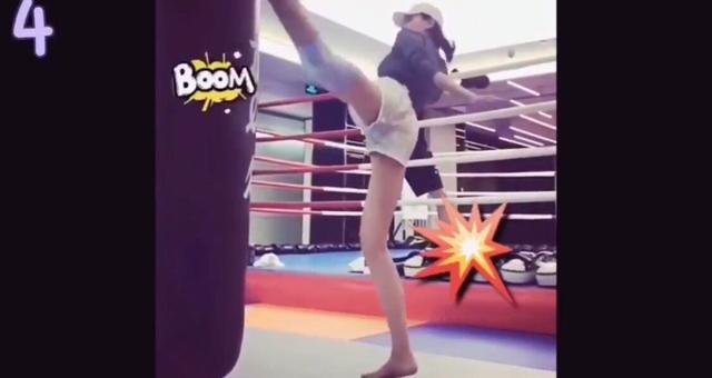 张蓝心为了瘦腿好拼,高难度踢腿训练看着都疼,难怪身材这么完美