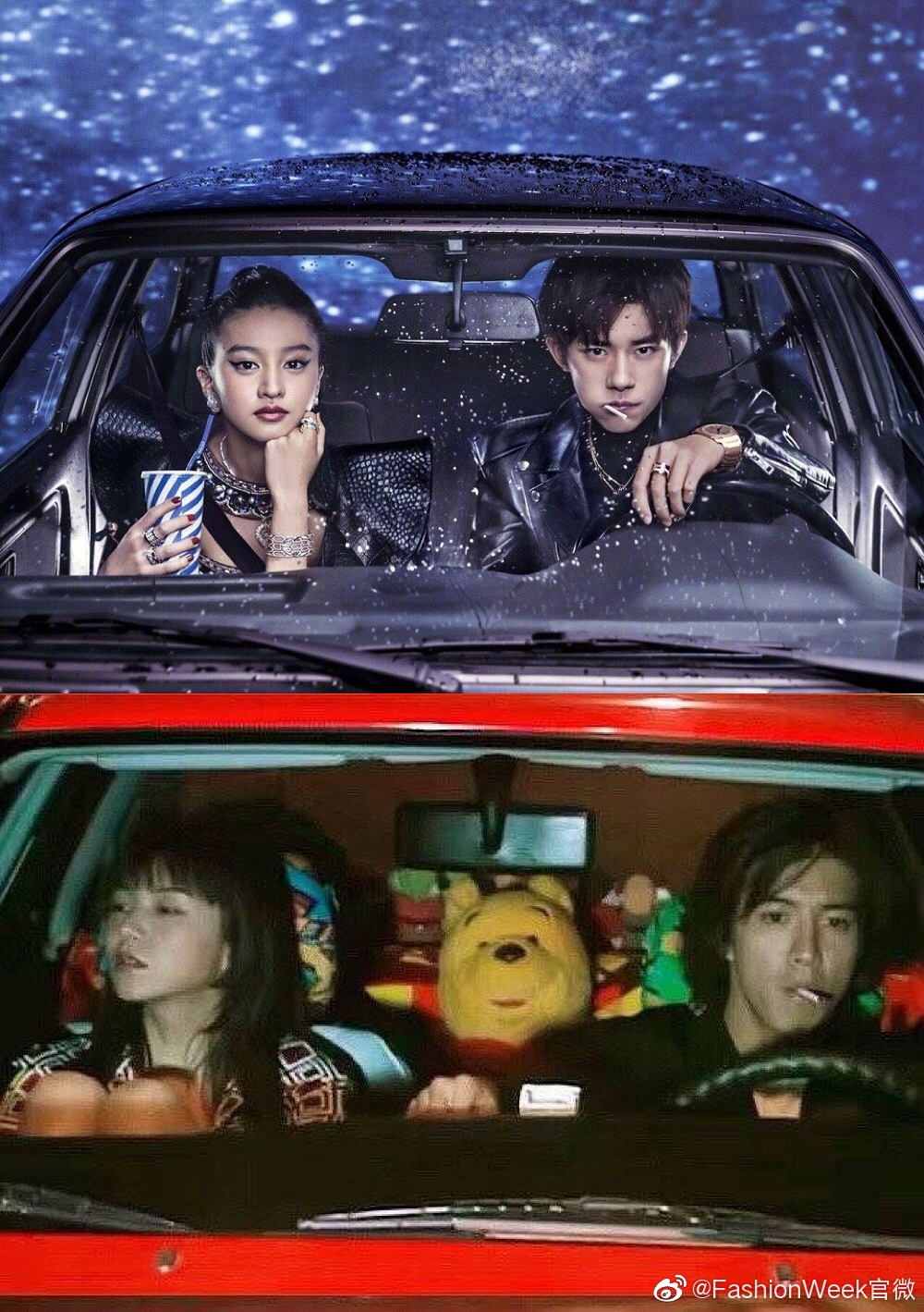 易烊千玺 x 木村光希与木村拓哉驾车封面对比,当香烟换成棒棒糖