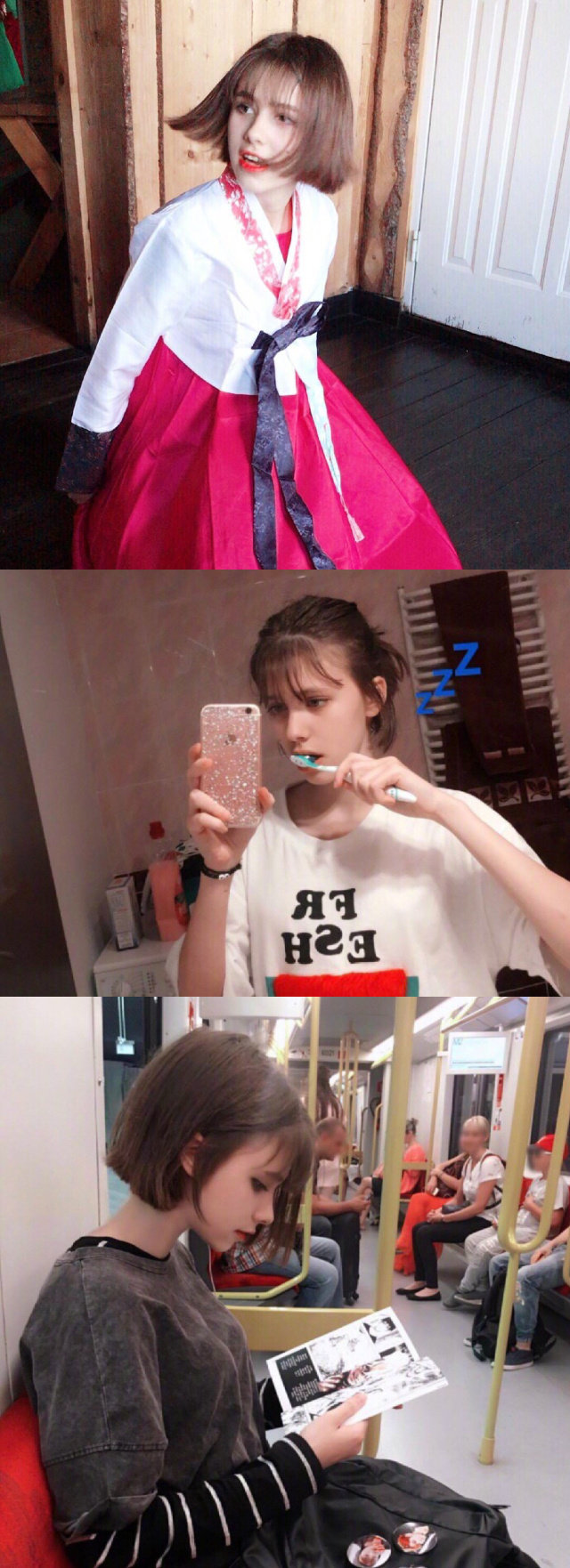 15岁韩俄混血alisa五官很精致了