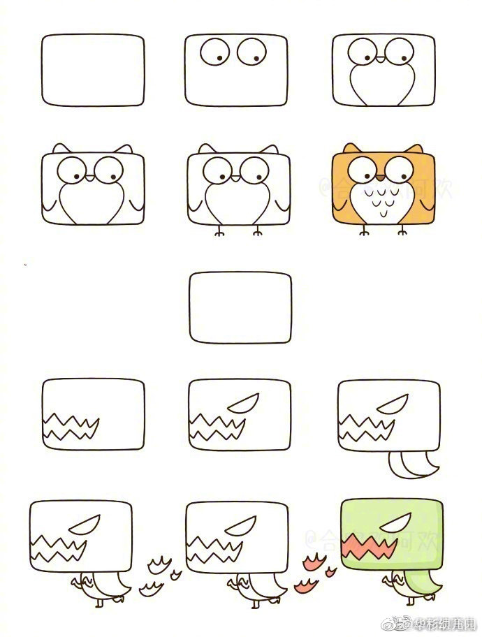 方形小动物简笔画