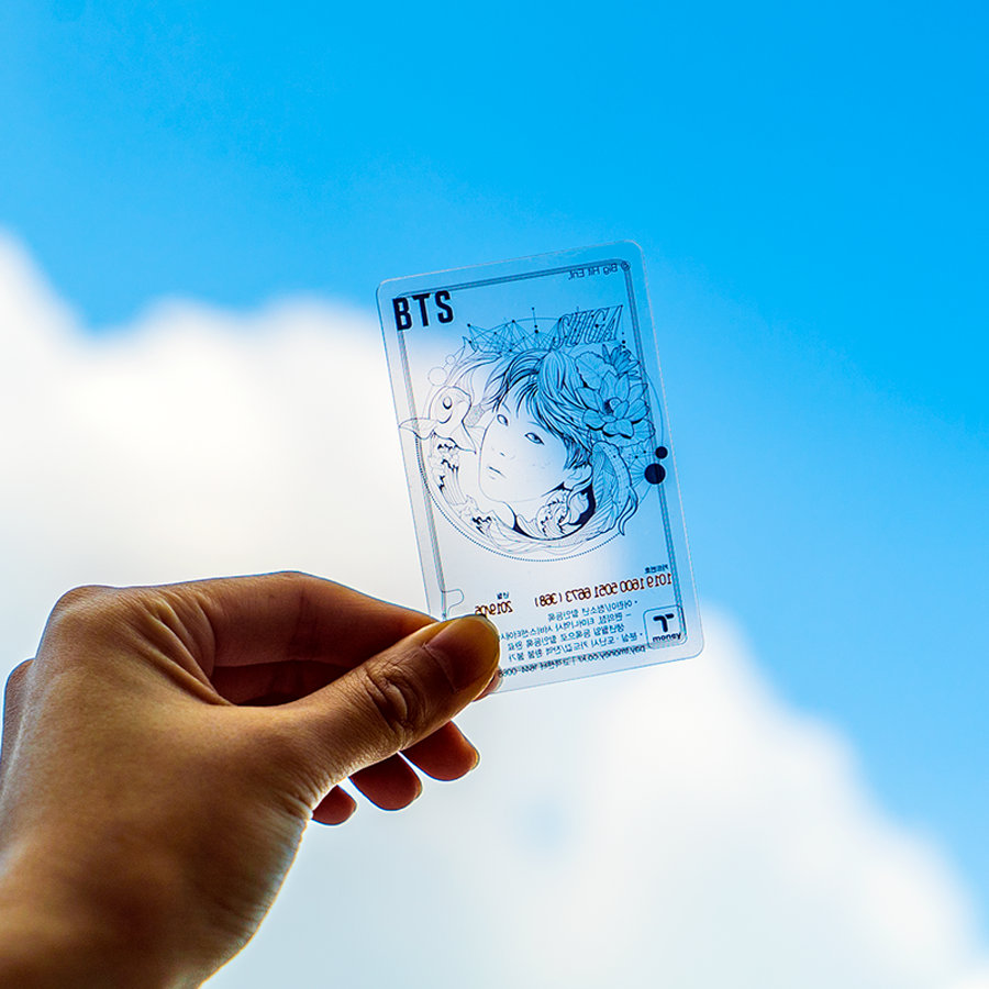 手绘透明版tmoney交通卡实物出来了今天开始在韩国cu便利店就能买到