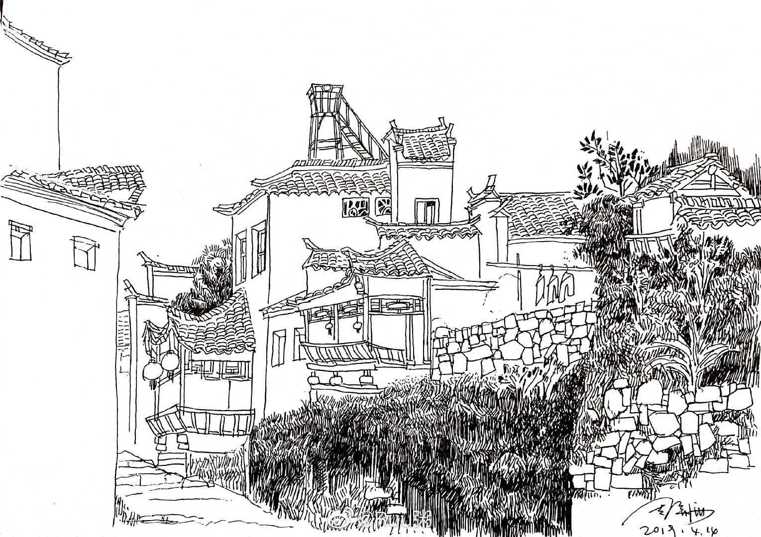 74回到了南方小镇开启了一笔一本随坐随画的旅途74作者