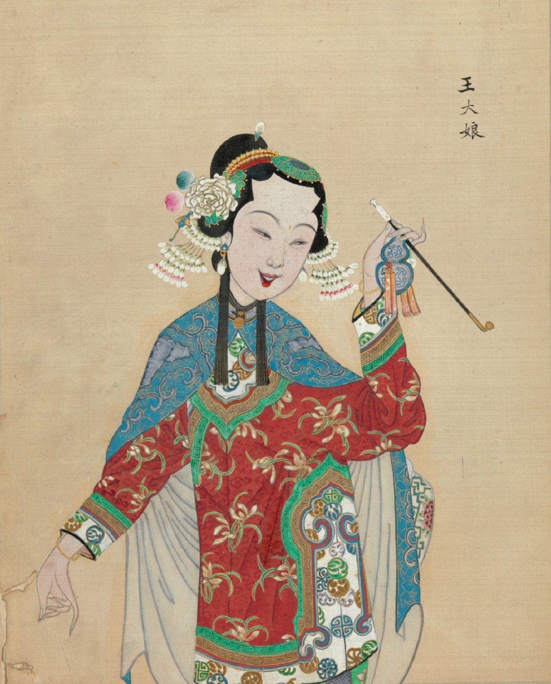 清代《百幅京剧人物图》中的女性角色,现藏于纽约大都会博物馆_高清