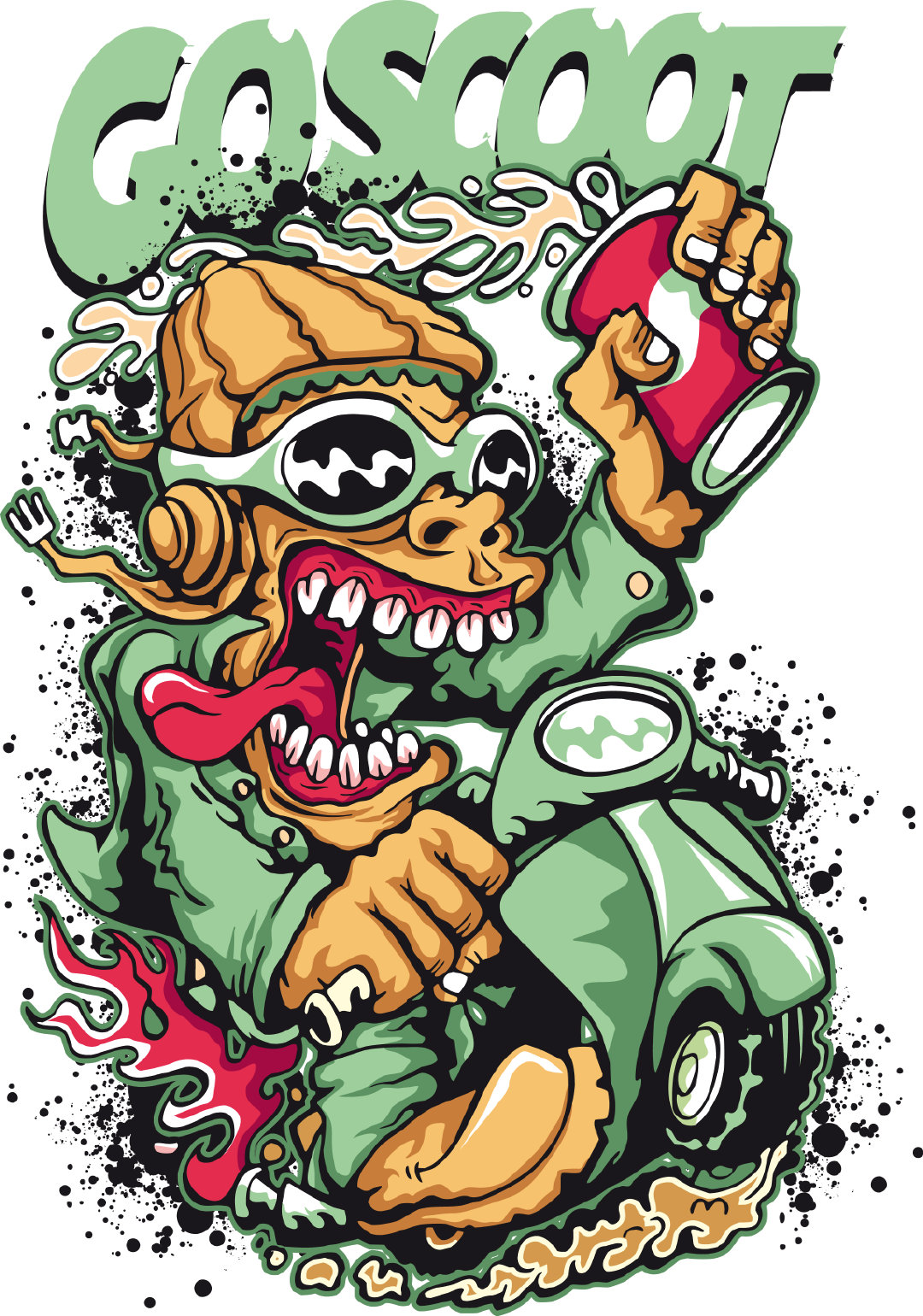 手绘涂鸦摇滚插画印花图案