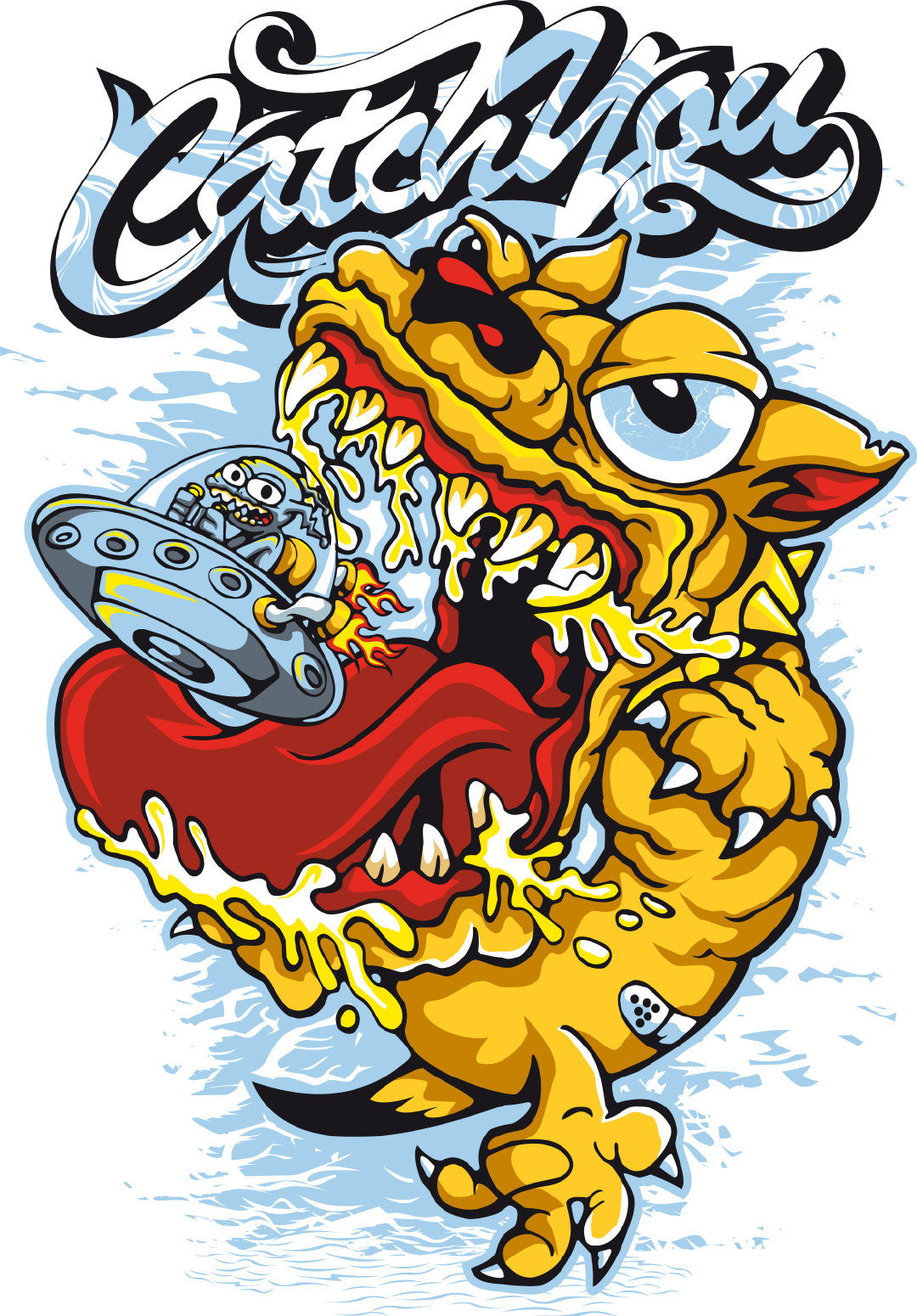 手绘涂鸦摇滚插画印花图案