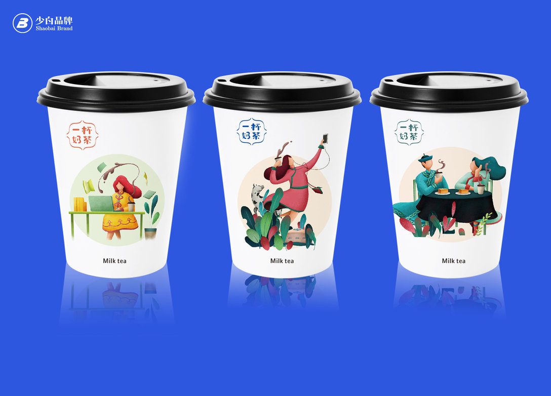 a cup of milk tea一杯奶茶品牌vi设计及包装视觉设计-少白|vi设计