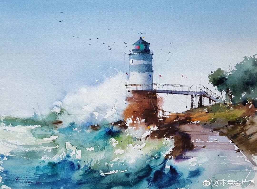 水彩海岛风光绘画blancainsblancaalvarezwatercolors