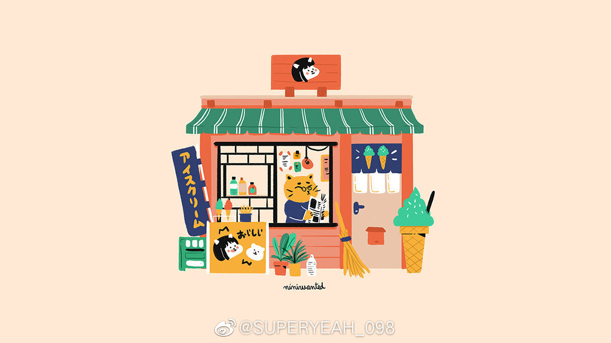 日式小店铺插画设计欣赏,配色非常棒,细节丰富,元素生动