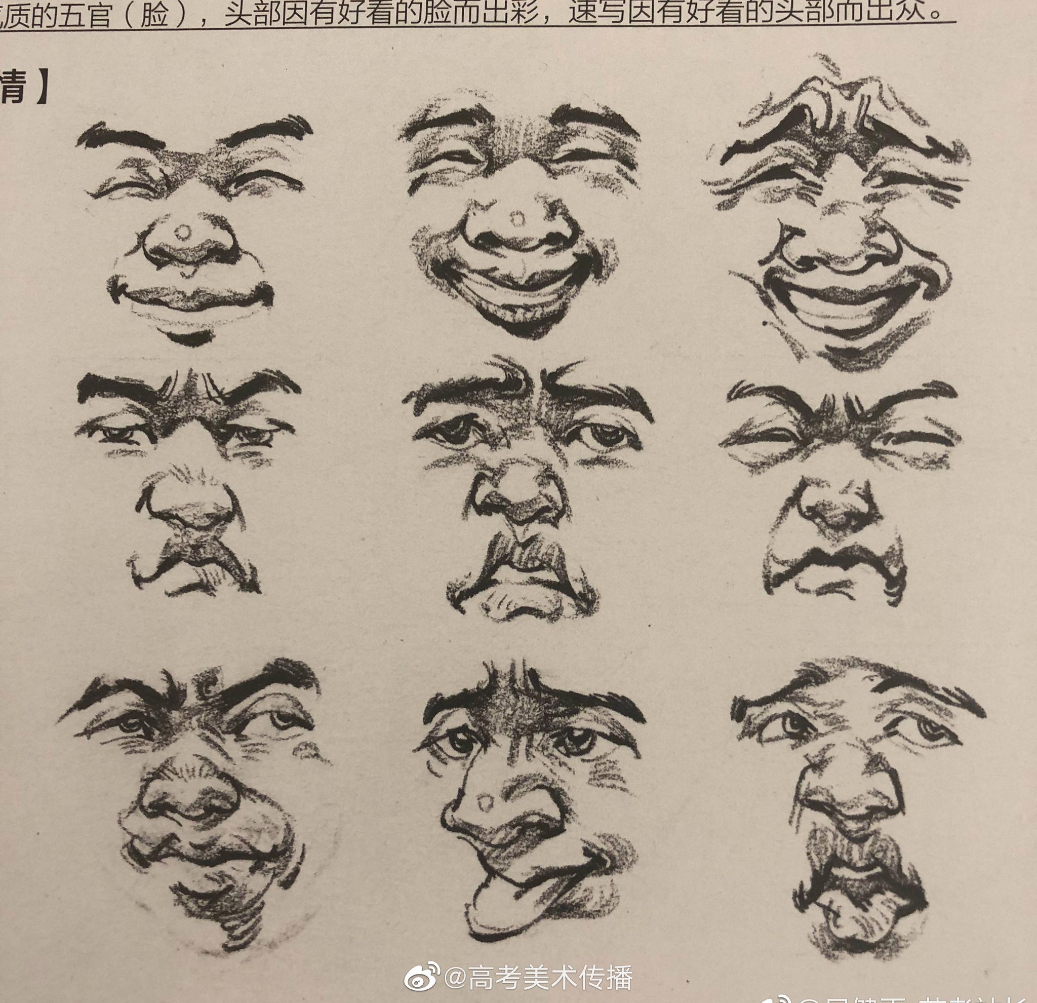 速写五官表情参考素材,收藏起来.
