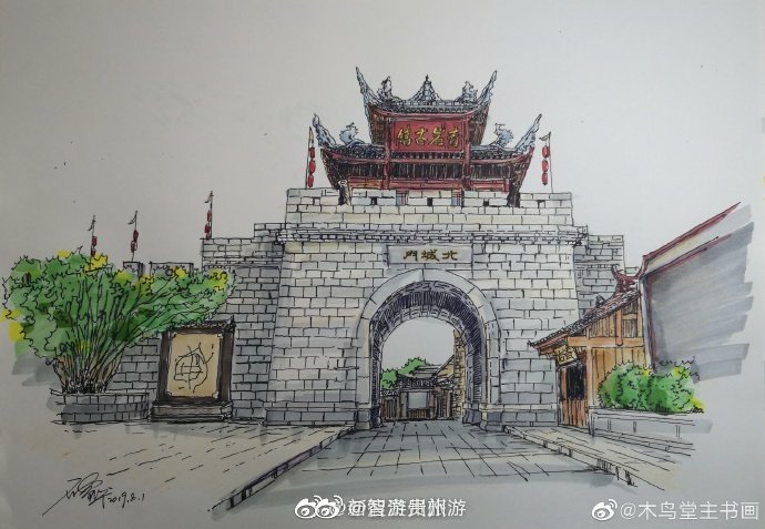 手绘达人为贵州作画