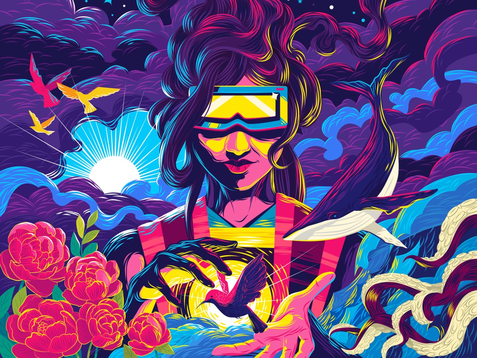 一组来自插画师 muhammed sajid的插画海报设计,色彩多而不乱