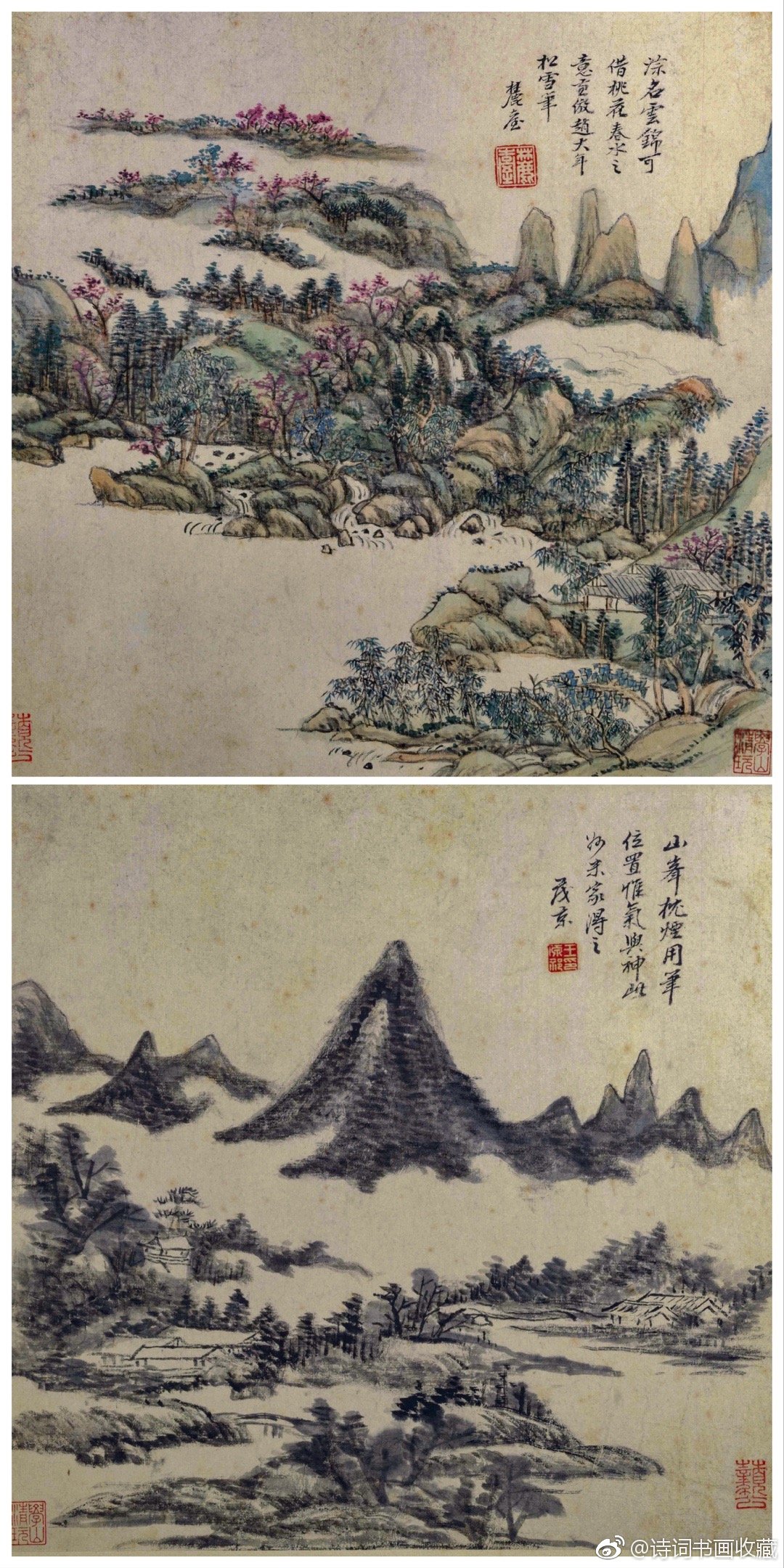 王原祁《卢鸿草堂十志图》高清欣赏此册山水是王原祁据唐代卢鸿《草