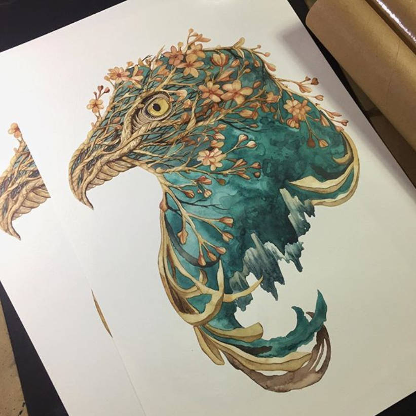 正统欧美风动物水彩插画