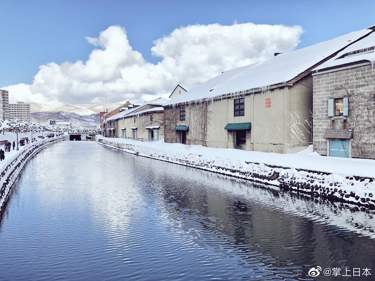 北海道小樽运河的雪景~太美了!