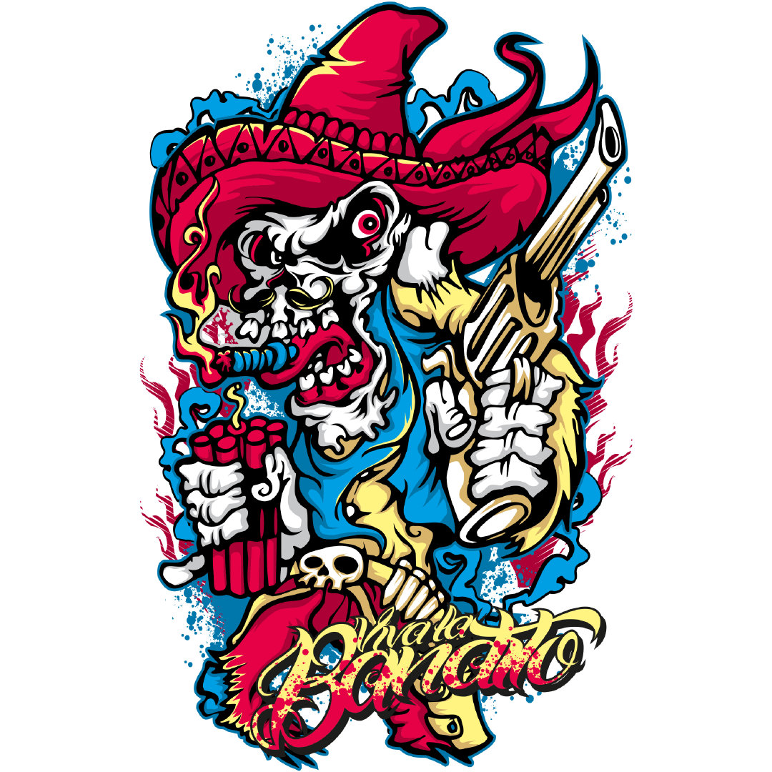 手绘涂鸦摇滚插画印花图案