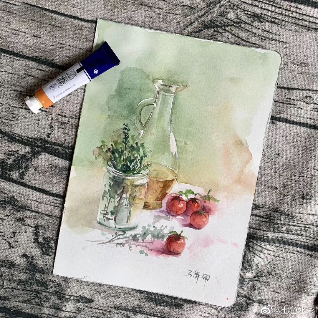 水彩玻璃器皿主题完稿小结