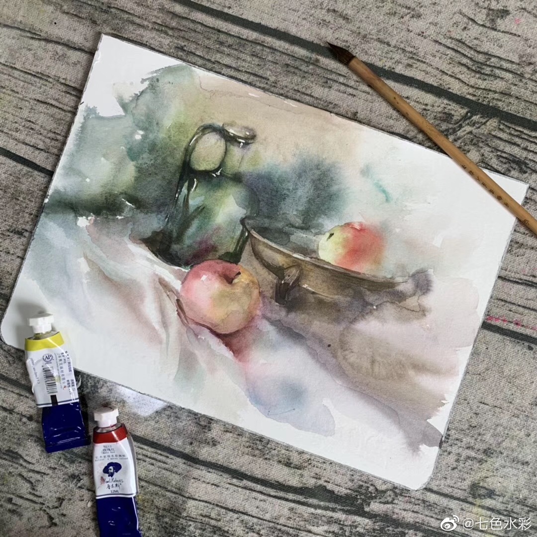 水彩玻璃器皿主题完稿小结