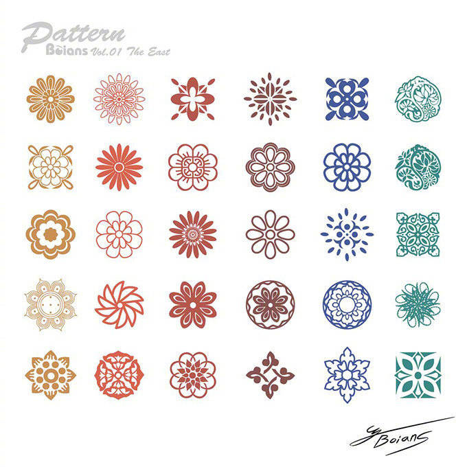 一组超赞的传统中国风花纹图案很值得收藏
