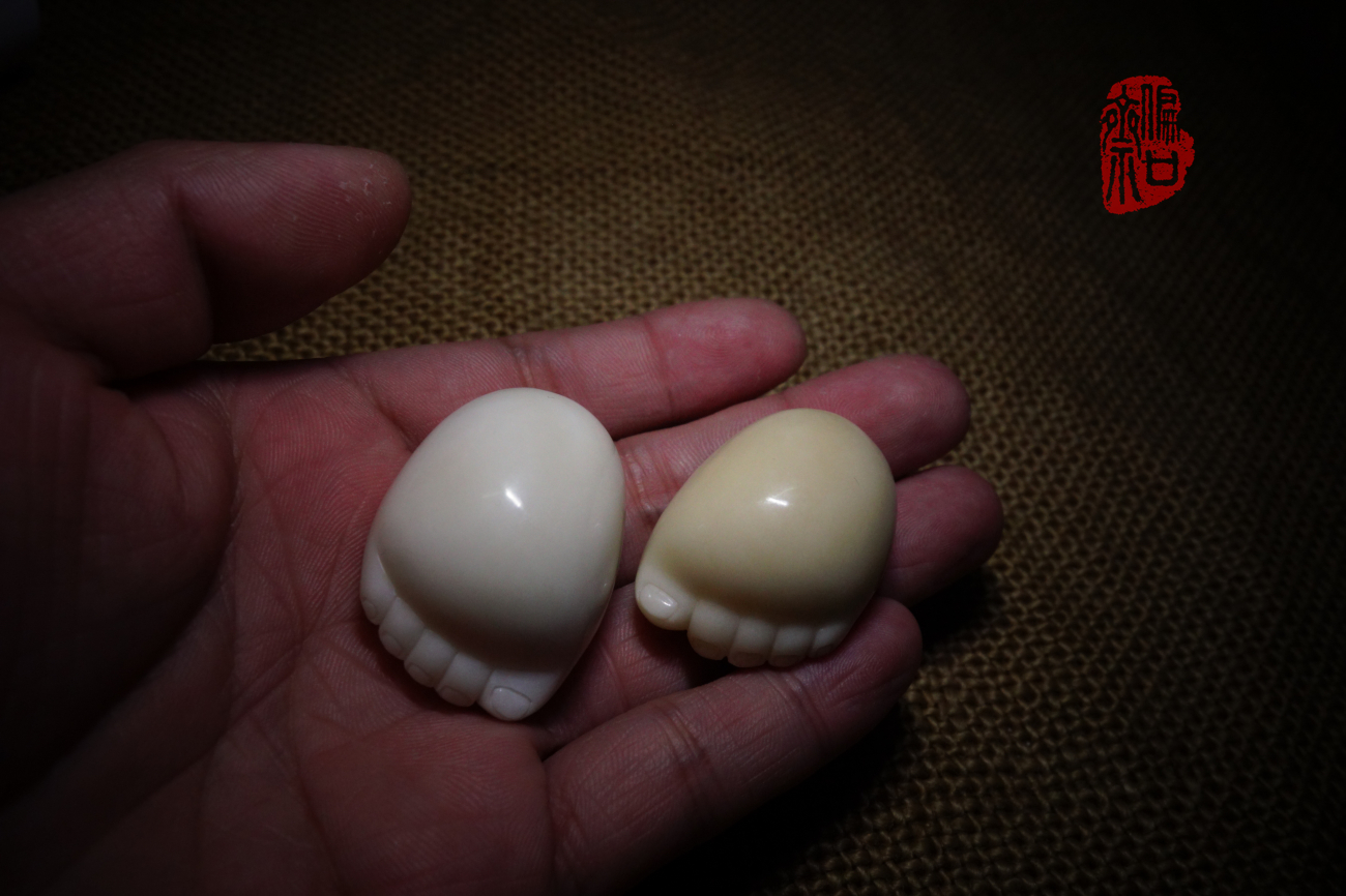 可爱小脚丫,天然象牙果手工雕刻.保护野生大象,传承民间手工艺