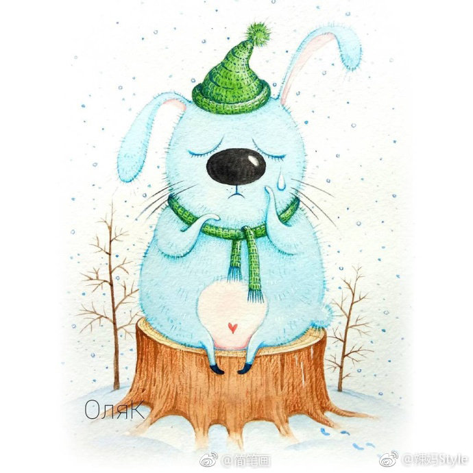 一组可爱的小动物水彩画,可爱呆萌,色彩表达丰富