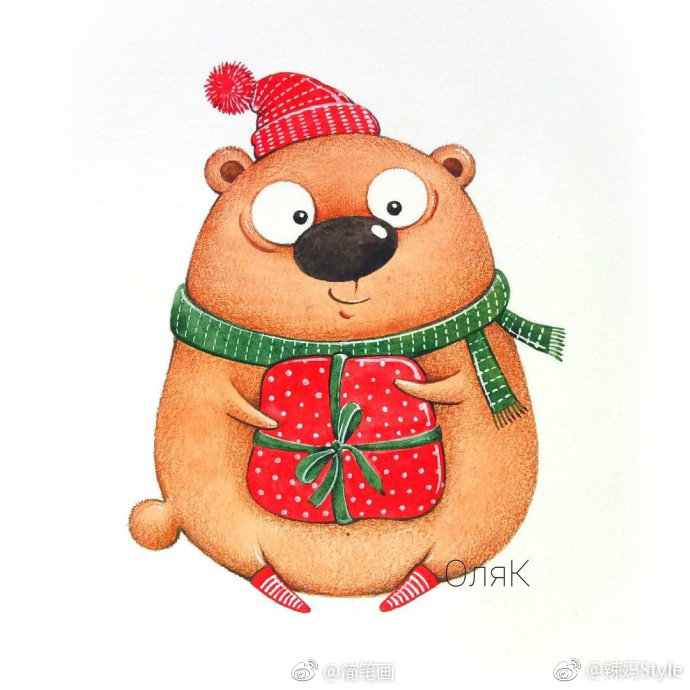 一组可爱的小动物水彩画,可爱呆萌,色彩表达丰富