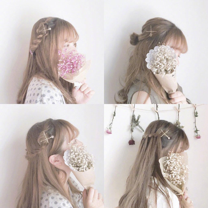 日系发型中长发慵懒感森系编发温柔的自然系女孩