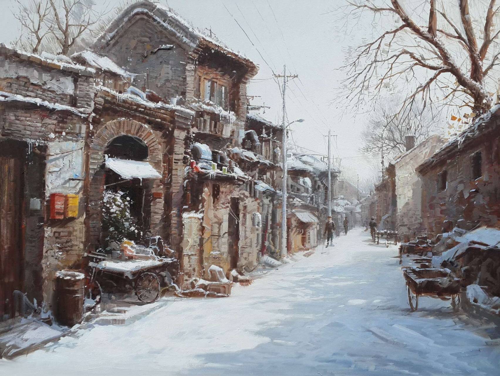雪中的胡同黄劲松绘