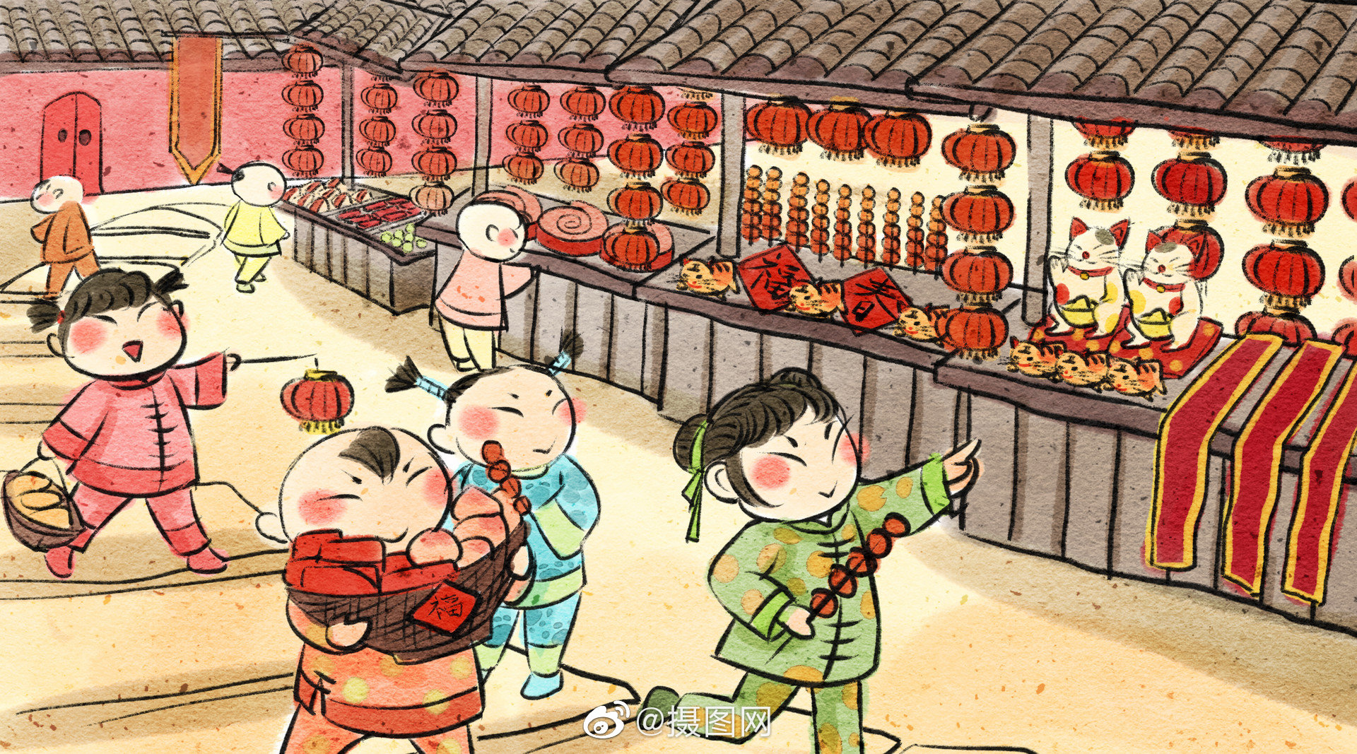 离春节越来越近啦已经开始准备年货了吗版权插画by摄图网