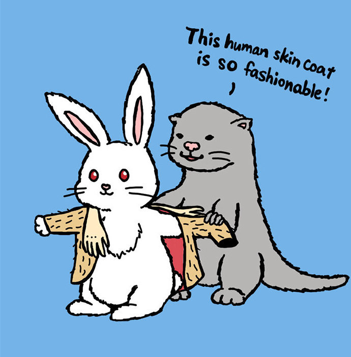 当人类与动物互换以后极具讽刺的插画