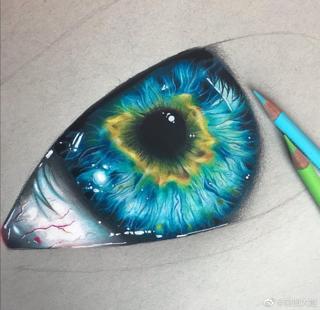 彩铅画手绘作品   超写实眼睛画家:mohamed.draws