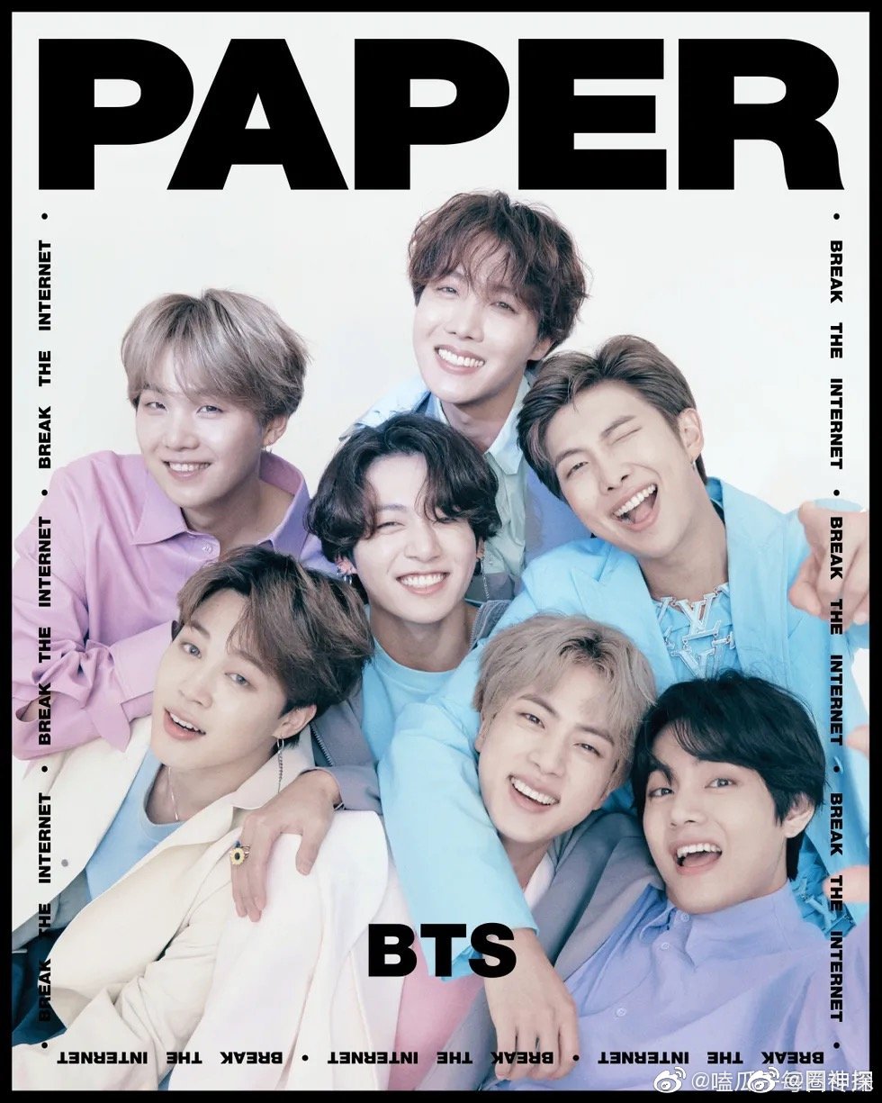 防弹少年团bts登上美国 Paper 杂志最新一期封面及内页写真出炉