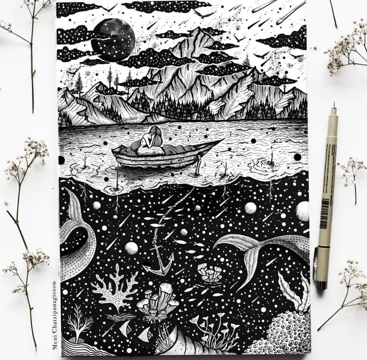 针管笔插画作者insmenisart