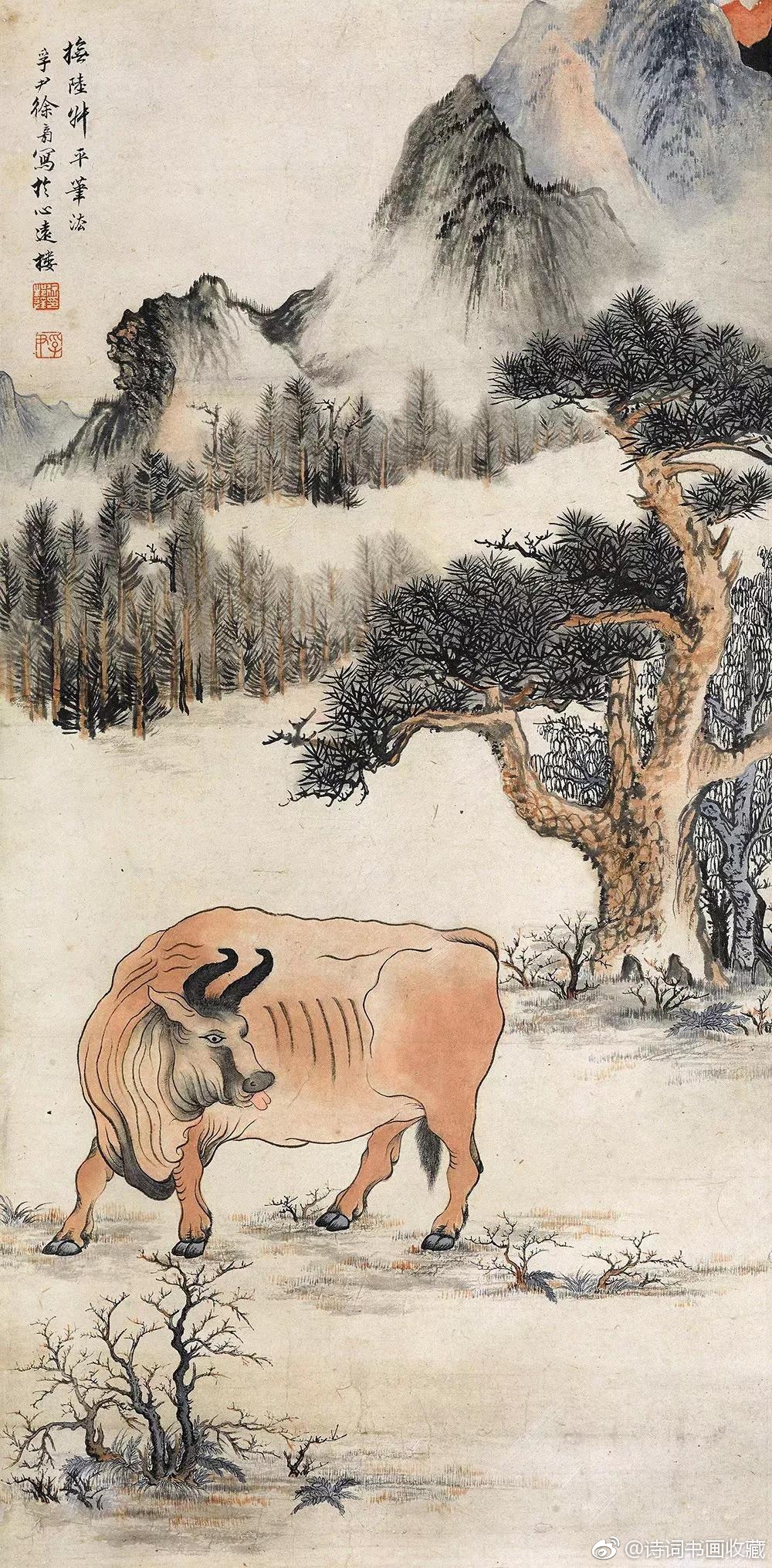 名家画牛作品欣赏1李可染犟牛图2徐邦达松荫沐牛3徐悲鸿卧