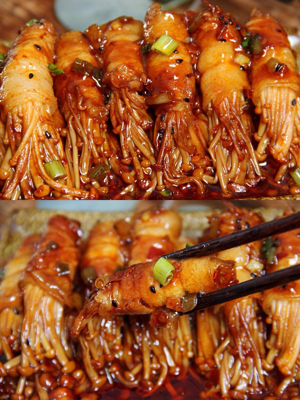 不用一滴水做出一锅巨好吃的五花肉卷金针菇平底锅就能搞定