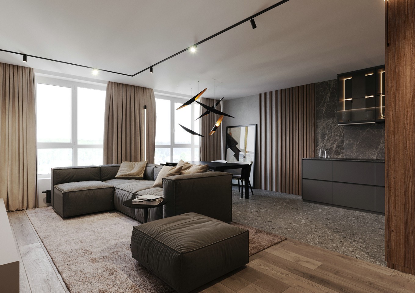 "灰 棕木" 优雅简约风公寓设计
