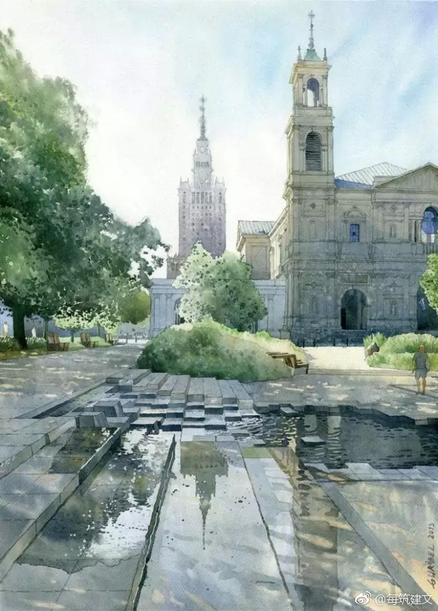 分享一组建筑的水彩表现grzegorzwrobel波兰艺术家建筑设计师