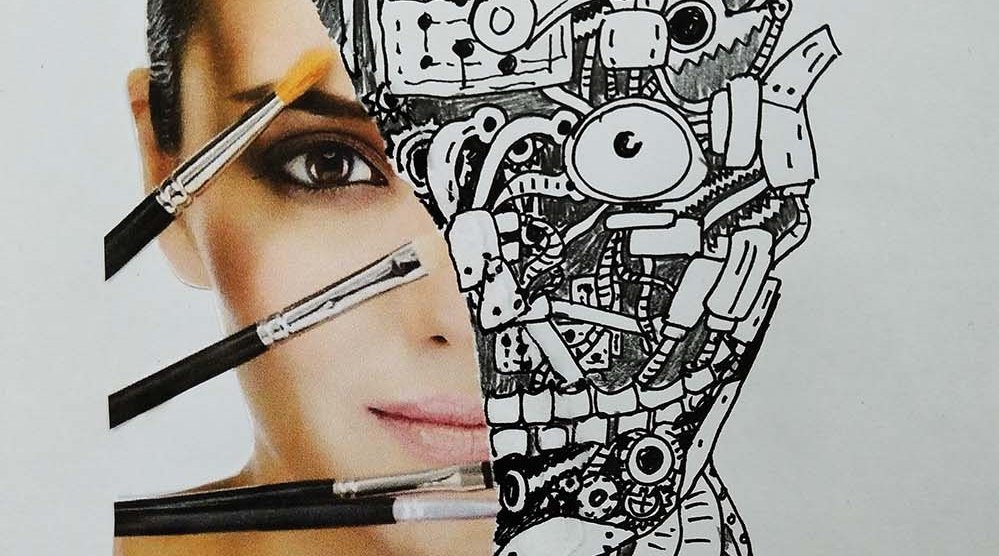 创意儿童画:机器人脸