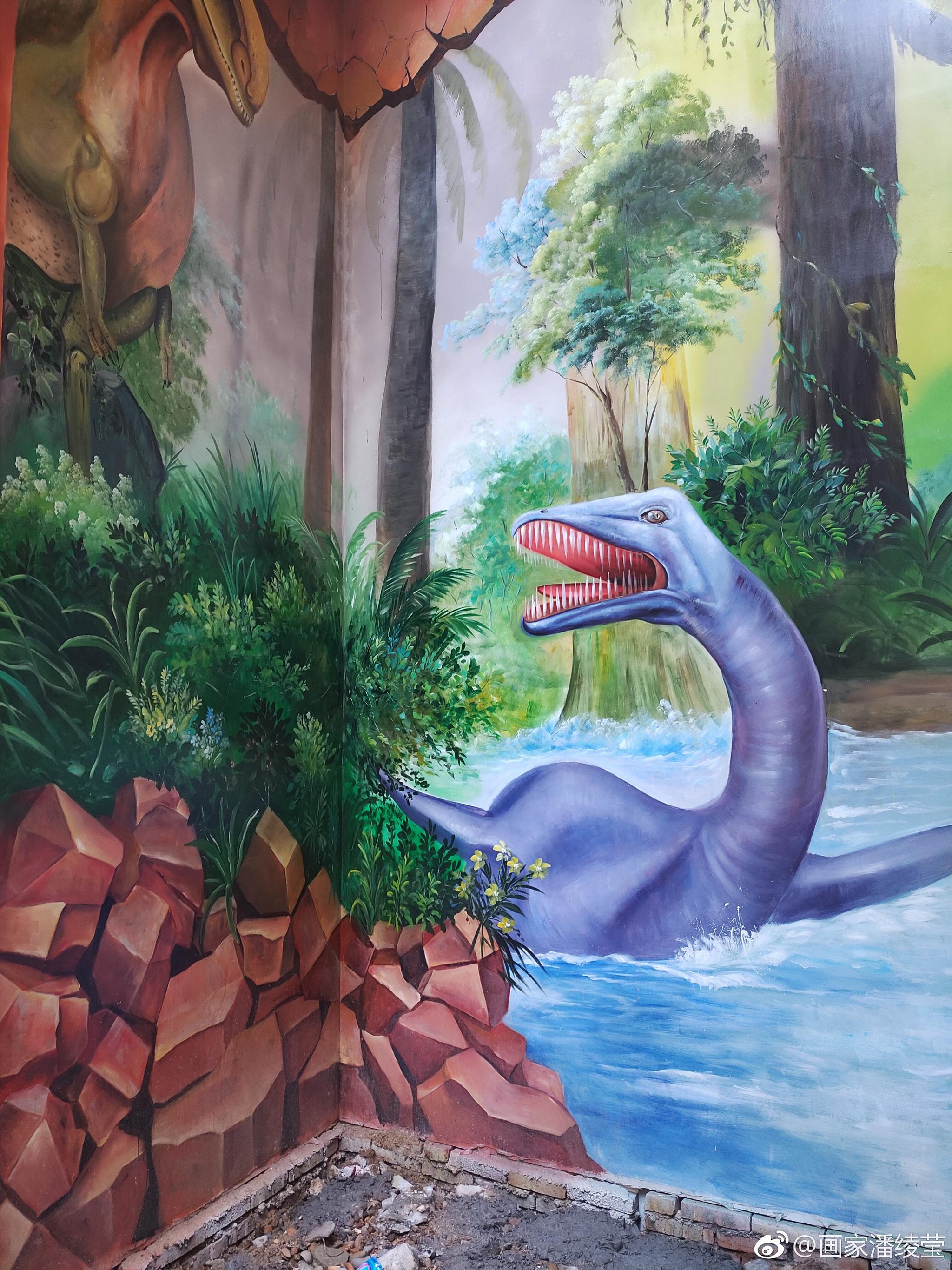 侏罗纪外墙小恐龙墙绘